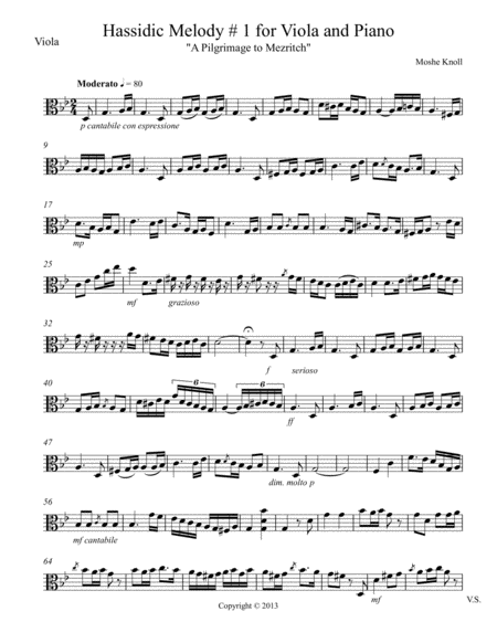 Hasidic Melody 1 For Viola And Piano Sheet Music