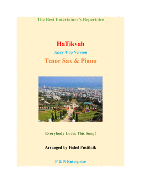 Hatikvah Piano Background For Tenor Sax And Piano Jazz Pop Version Sheet Music