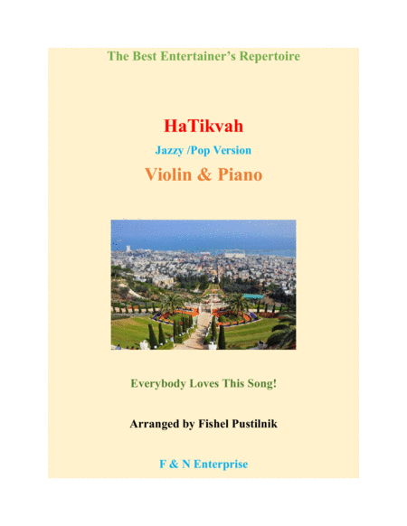 Hatikvah Piano Background For Violin And Piano Jazz Pop Version Sheet Music