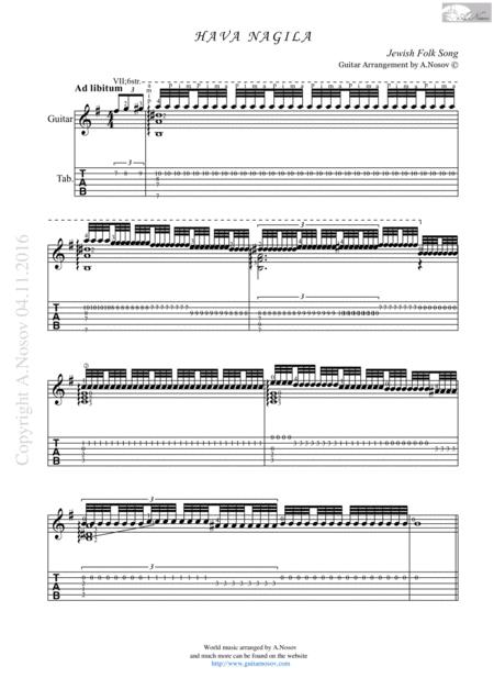 Hava Nagila Sheet Music For Guitar Sheet Music