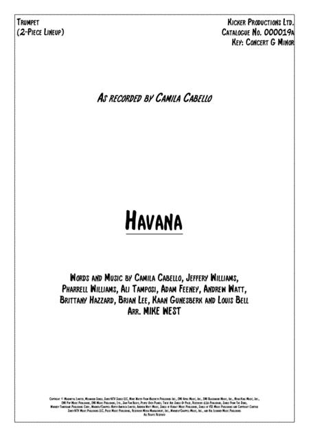 Free Sheet Music Havana 2 Piece Brass Section