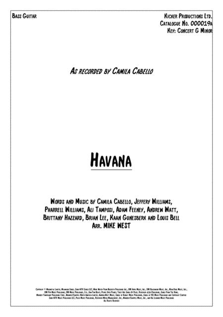 Free Sheet Music Havana Bass