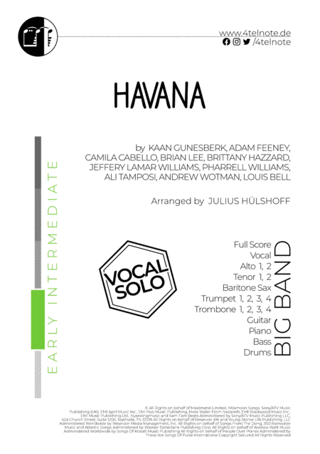 Free Sheet Music Havana Camila Cabello Big Band Vocal