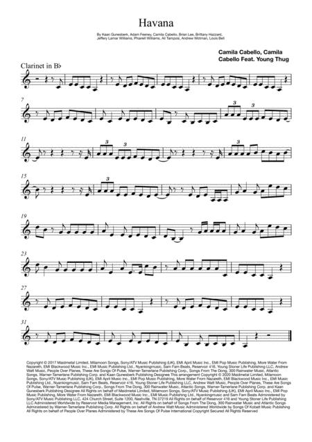 Havana Clarinet Sheet Music