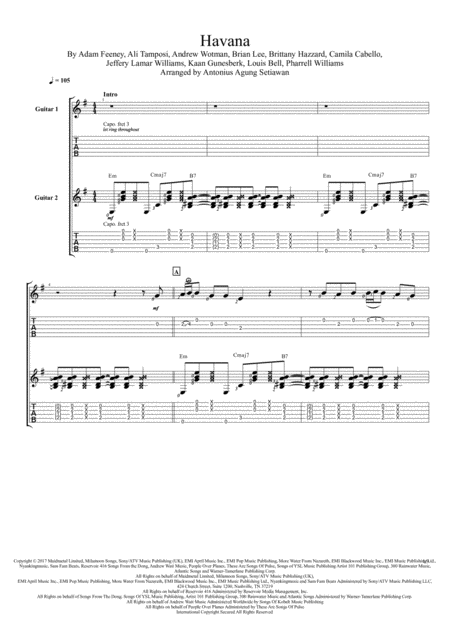 Havana Fingerstyle Guitar Duet Sheet Music