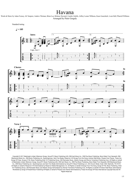 Havana Fingerstyle Guitar Sheet Music