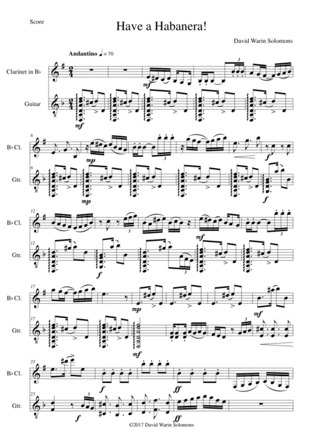 Have A Habanera For Clarinet And Guitar Sheet Music