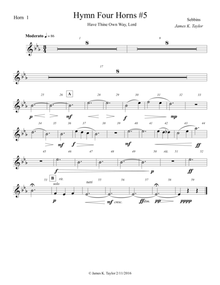 Have Thine Own Away Lord Horn Quartet 5 Sheet Music