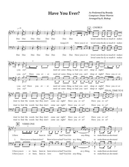 Have You Ever Brandy Four Part Acapella Sheet Music