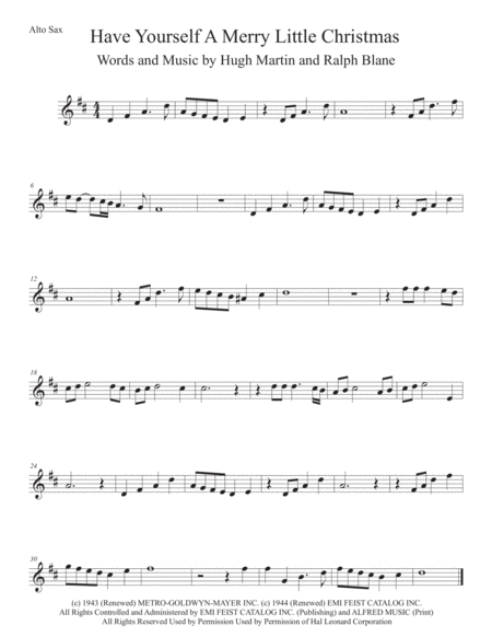 Have Yourself A Merry Little Christmas Alto Sax Sheet Music