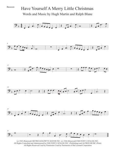 Have Yourself A Merry Little Christmas Bassoon Sheet Music