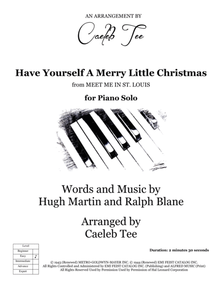 Have Yourself A Merry Little Christmas Easy Piano Solo Arranged By Caeleb Tee Sheet Music