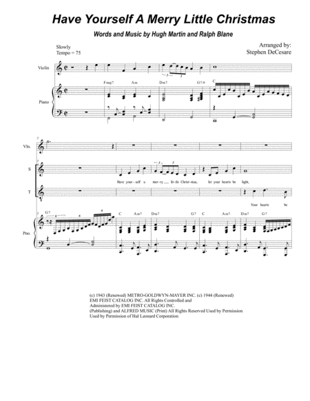 Have Yourself A Merry Little Christmas For 2 Part Choir Sop Ten Sheet Music