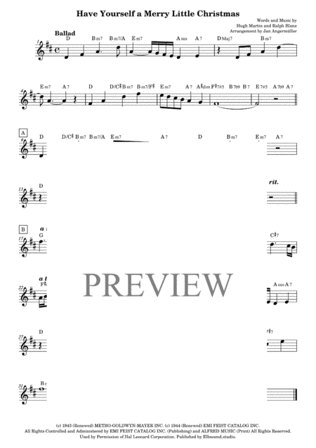 Have Yourself A Merry Little Christmas For Any Solo Instrument E G Recorder Oboe Flute Etc Key D Major Sheet Music