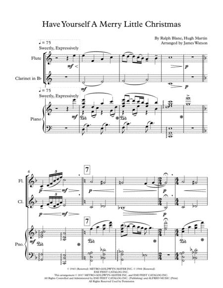 Have Yourself A Merry Little Christmas For Flute Clarinet And Piano Sheet Music