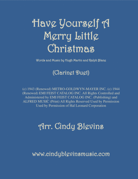 Have Yourself A Merry Little Christmas From Meet Me In St Louis Arranged For Clarinet Duet Sheet Music