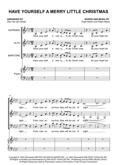 Free Sheet Music Have Yourself A Merry Little Christmas From Meet Me In St Louis Sab With Piano Accompaniment