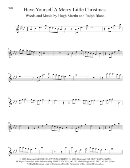 Free Sheet Music Have Yourself A Merry Little Christmas Original Key Flute