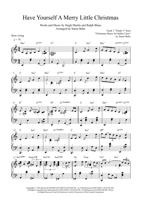 Free Sheet Music Have Yourself A Merry Little Christmas Piano Solo