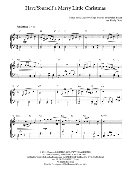 Have Yourself A Merry Little Christmas Piano Sheet Music