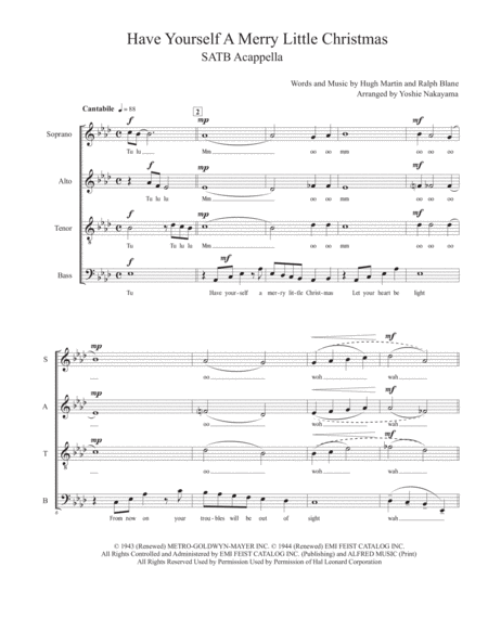 Have Yourself A Merry Little Christmas Satb Acappella Sheet Music