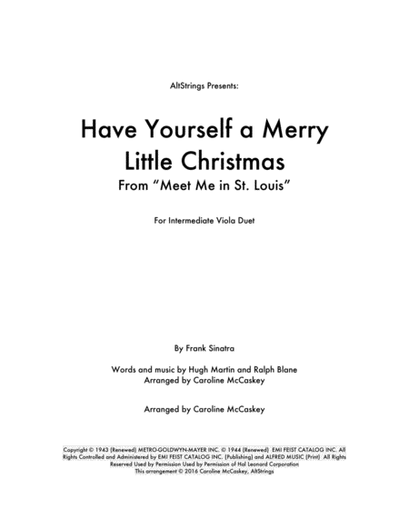 Have Yourself A Merry Little Christmas Viola Duet Sheet Music