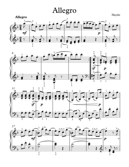 Haydn Allegro In F Major Complete Version Sheet Music