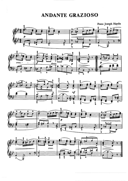 Haydn Andante Grazioso Original Version Sheet Music