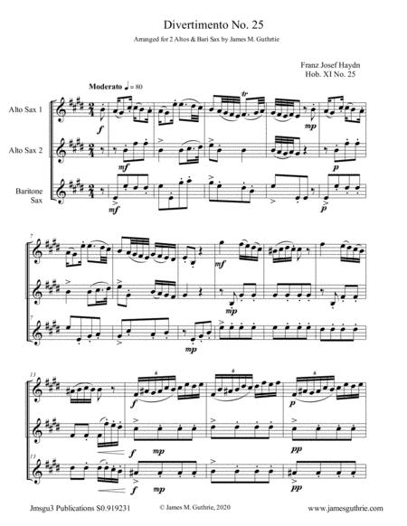 Free Sheet Music Haydn Divertimento No 25 For 2 Alto Saxes Bari Sax