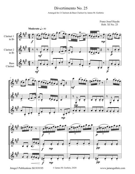 Free Sheet Music Haydn Divertimento No 25 For 2 Clarinets Bass Clarinet