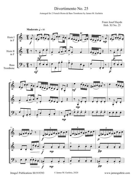 Free Sheet Music Haydn Divertimento No 25 For 2 Horns Bass Trombone