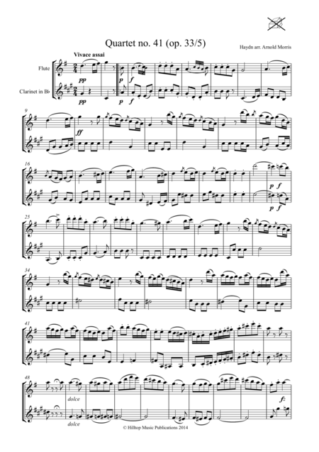 Free Sheet Music Haydn Quartet No 41 Arr Flute And Clarinet