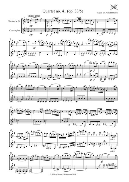 Free Sheet Music Haydn Quartet No 41 Arranged Clarinet And Cor Anglaise