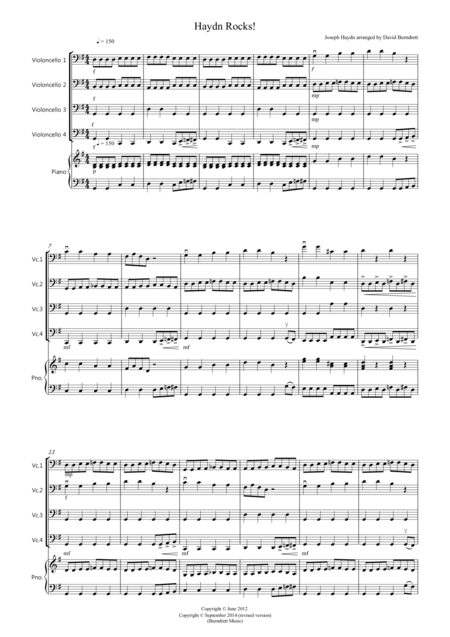 Haydn Rocks For Cello Quartet Sheet Music