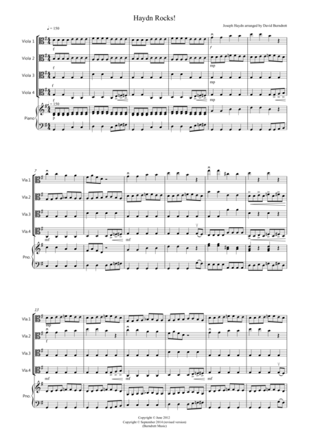 Haydn Rocks For Viola Quartet Sheet Music