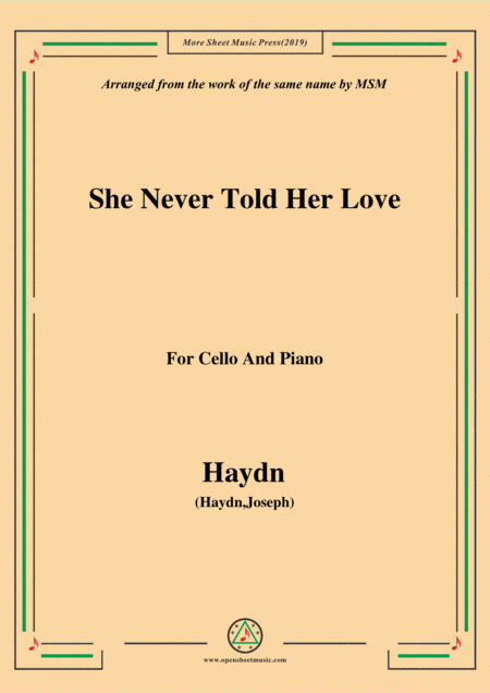 Free Sheet Music Haydn She Never Told Her Love For Cello And Piano