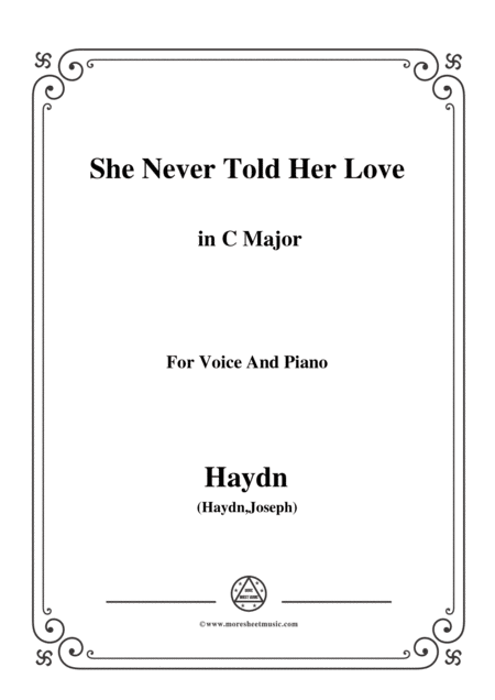 Free Sheet Music Haydn She Never Told Her Love In C Major For Voice And Piano