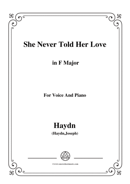 Haydn She Never Told Her Love In F Major For Voice And Piano Sheet Music