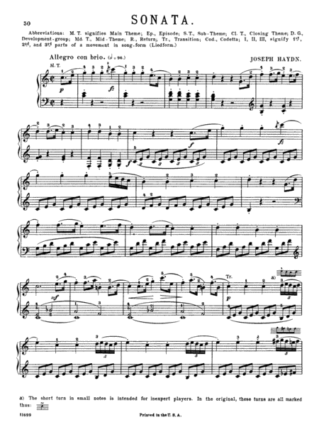 Haydn Sonata In C Major Hob Xvi 35 Original Full Complete Version Sheet Music