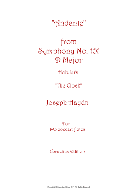 Free Sheet Music Haydn Symphony 101 The Clock Flute Duo