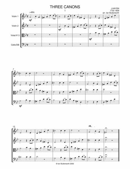 Free Sheet Music Haydn Three Canons For String Orchestra