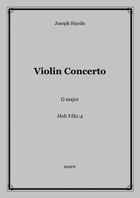 Haydn Violin Concerto G Major Hob Viia 4 Score And Parts Sheet Music