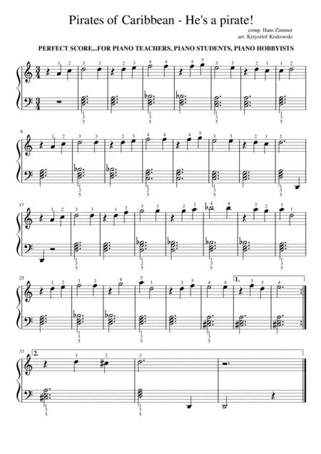 He A Pirate From Pirates Of Caribbean Easy Piano Sheet Music