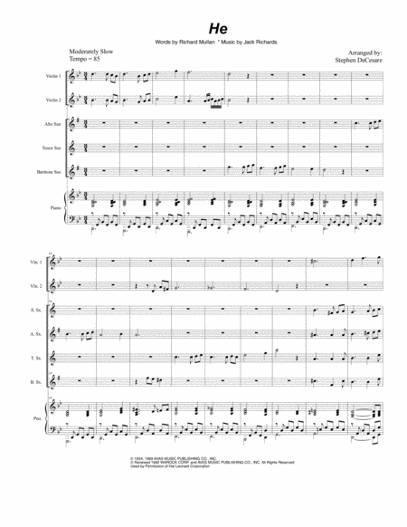 He For Saxophone Quartet Sheet Music