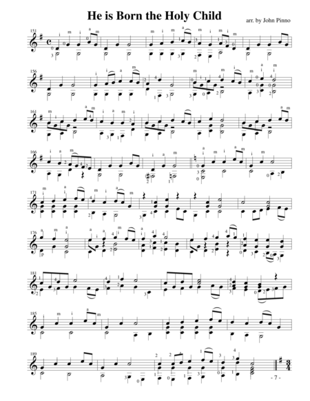 Free Sheet Music He Is Born The Holy Child For Solo Classical Guitar