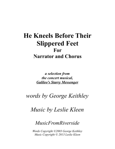 He Kneels Before Their Slippered Feet For Narrator And Satb Chorus Sheet Music