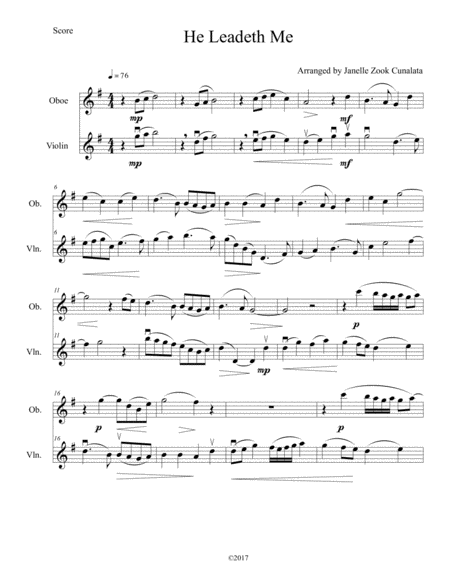 He Leadeth Me Duet Sheet Music