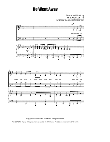 He Went Away Sheet Music