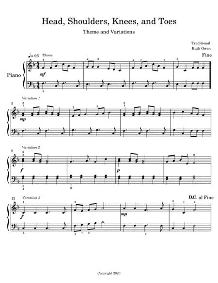 Head Shoulders Knees And Toes Theme And Variations Sheet Music