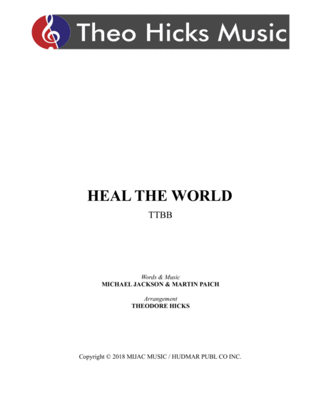 Free Sheet Music Heal The World